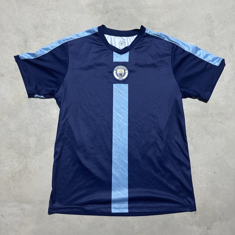 Icon Sports Manchester City FC Soccer Jersey Blue Dark Blue Licensed Fan Tee L